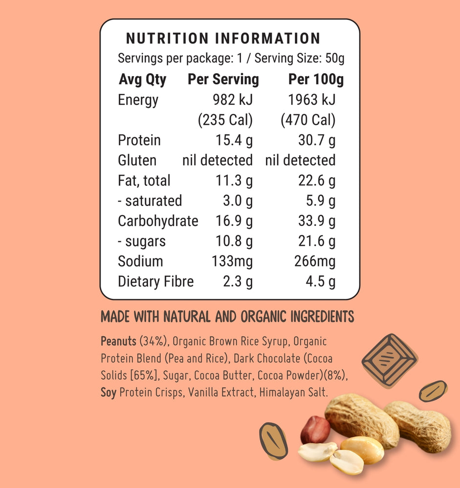 Fodbods UK - Peanut Chocolate nutritional information